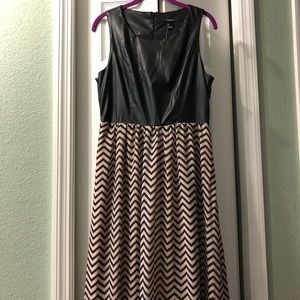 Black and White Chevron Faux Leather Maxi Dress